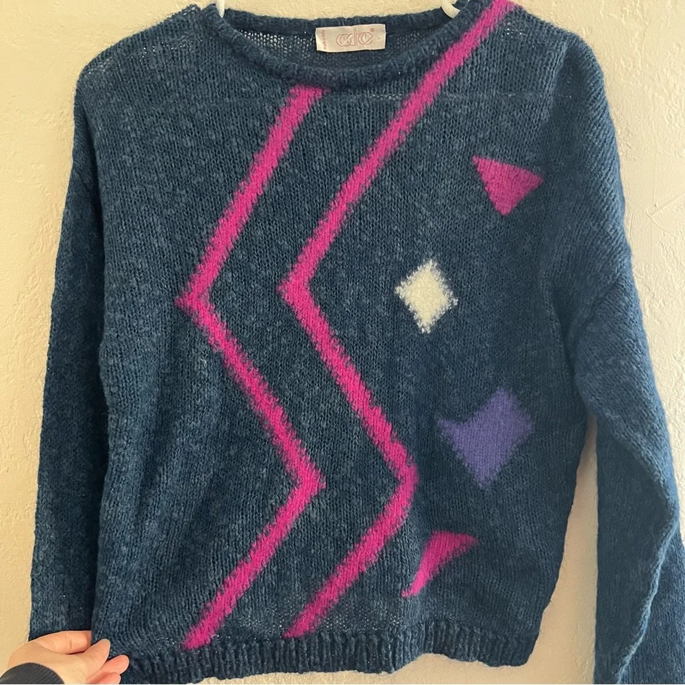 Vintage Silk Cotton Blend Fun Sweater Made in Italy